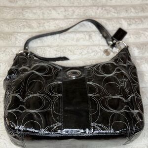 Elegant Black Patterned Shoulder Bag